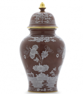 Ginori Oriente Italiano Castagna Potiche Vase w/ Cover - 15"